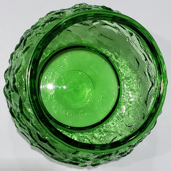 Vntg E.O. Brody Green Textured Glass Squat Vase made in Cleveland Ohio - Picture 4 of 14